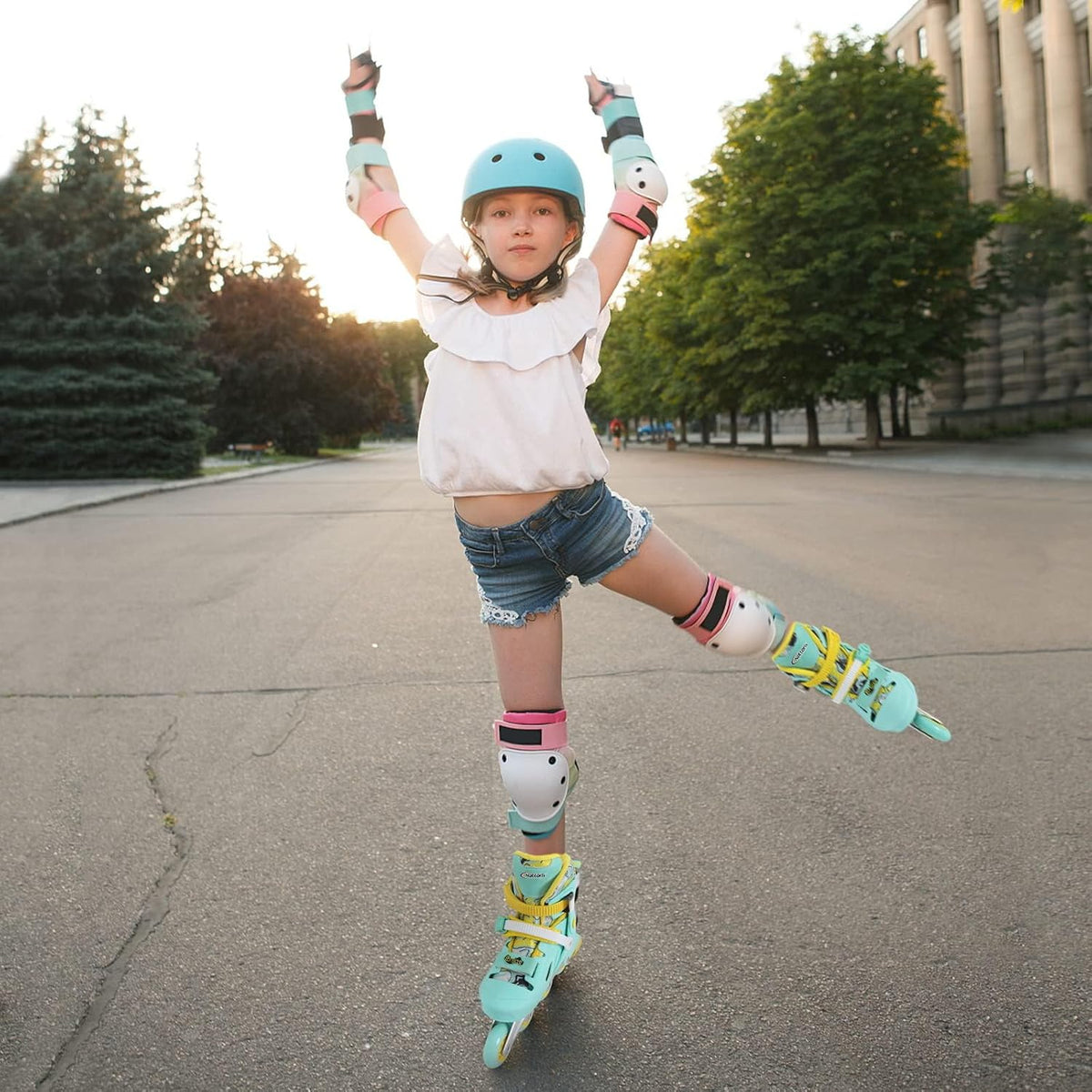 Nattork adjustable inline skates for kids with light-up wheels and checkerboard upper - view 19