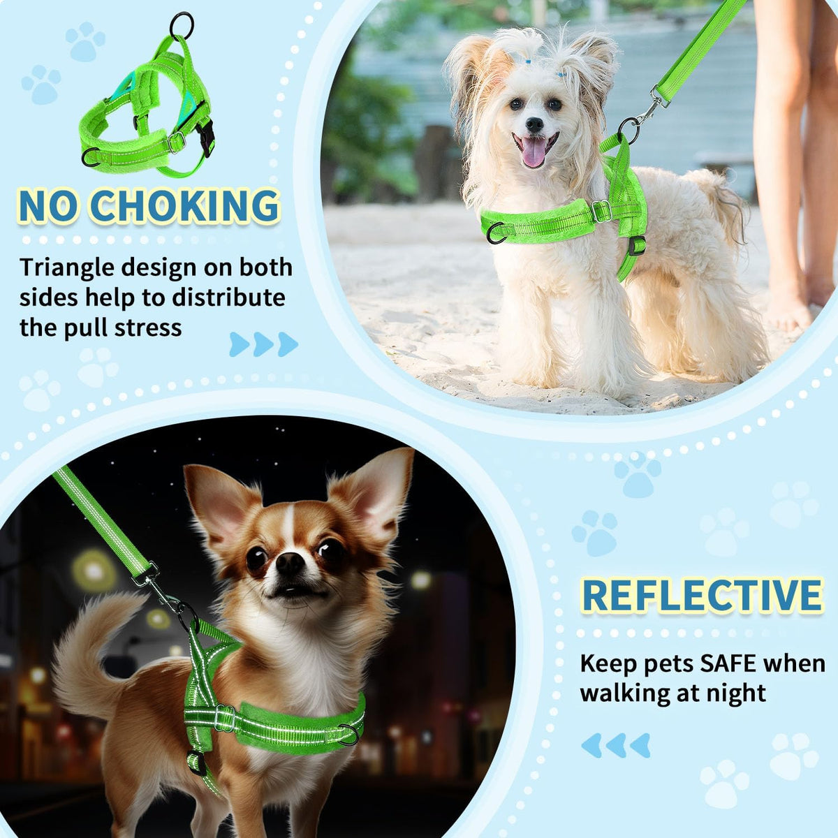 SlowTon No Pull Small Dog Harness and Leash Set with Front Clip – Essentials for Dogs - X-Small / Green - image 3