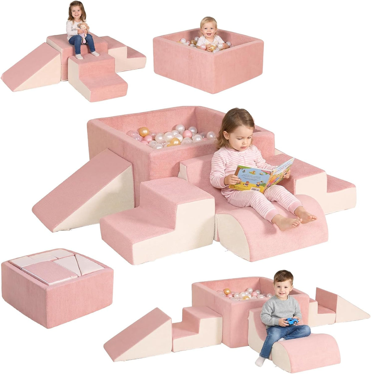 STAOLENE 6 piece soft foam climbing blocks for toddlers with ball pit, stairs and ramps - view 3