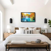 Extra Large Waterfall Lake Framed Wall Art for Living Room,Oversized Fall Autumn Tree Landscape Pictures Wall Decor,Nature Canvas Print Painting Modern Artwork Bedroom Office Bathroom 36L" x 24W"
