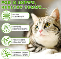 3-in-1 Probiotics for Cats with Digestive Enzymes & Prebiotics – Supports Gut Health, Immune System & Diarrhea Relief – 60ml for Cats of All Ages
