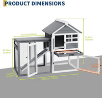 Rabbit Hutch 2-Tier, Small Wooden Chicken Coop for Outdoor Use - Weatherproof Small Animal Hutch with Non-Slip Ramp, 4 Access Doors & Removable Tray for Rabbits, Guinea Pigs, Ferrets (Indoor/Outdoor)