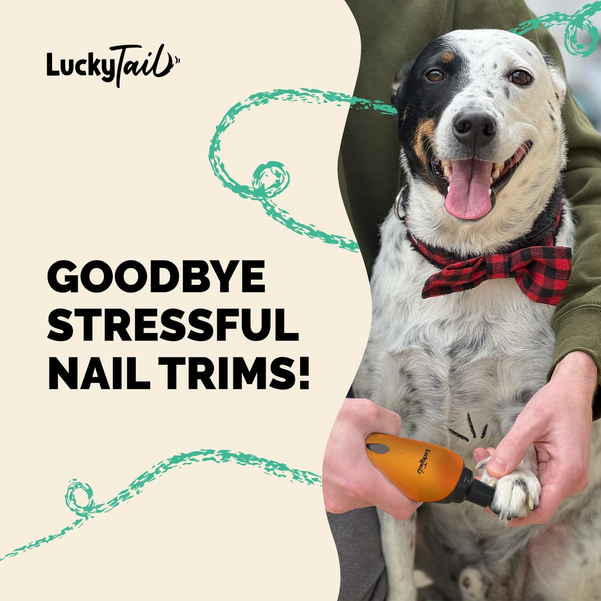 LuckyTail Dog Nail Grinder, Whisper-Quiet - Orange - image 3