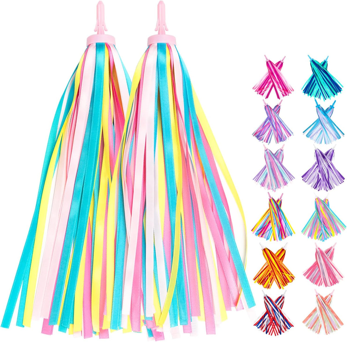 Bike Streamers Bike Tassels for Kids 1 Pair - Pastel Rainbow