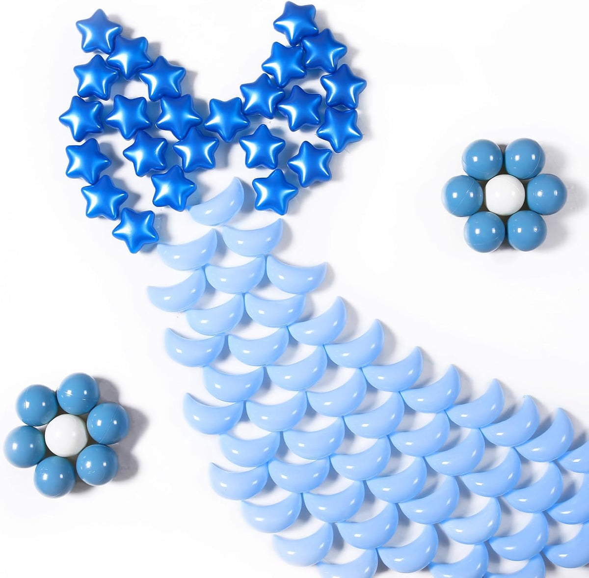 GOGOSO Ball Pit Balls Stars Moon Shapes Plastic Pitballs for Child - 100 balls / Pearl Blue+cream Blue+white - image 4