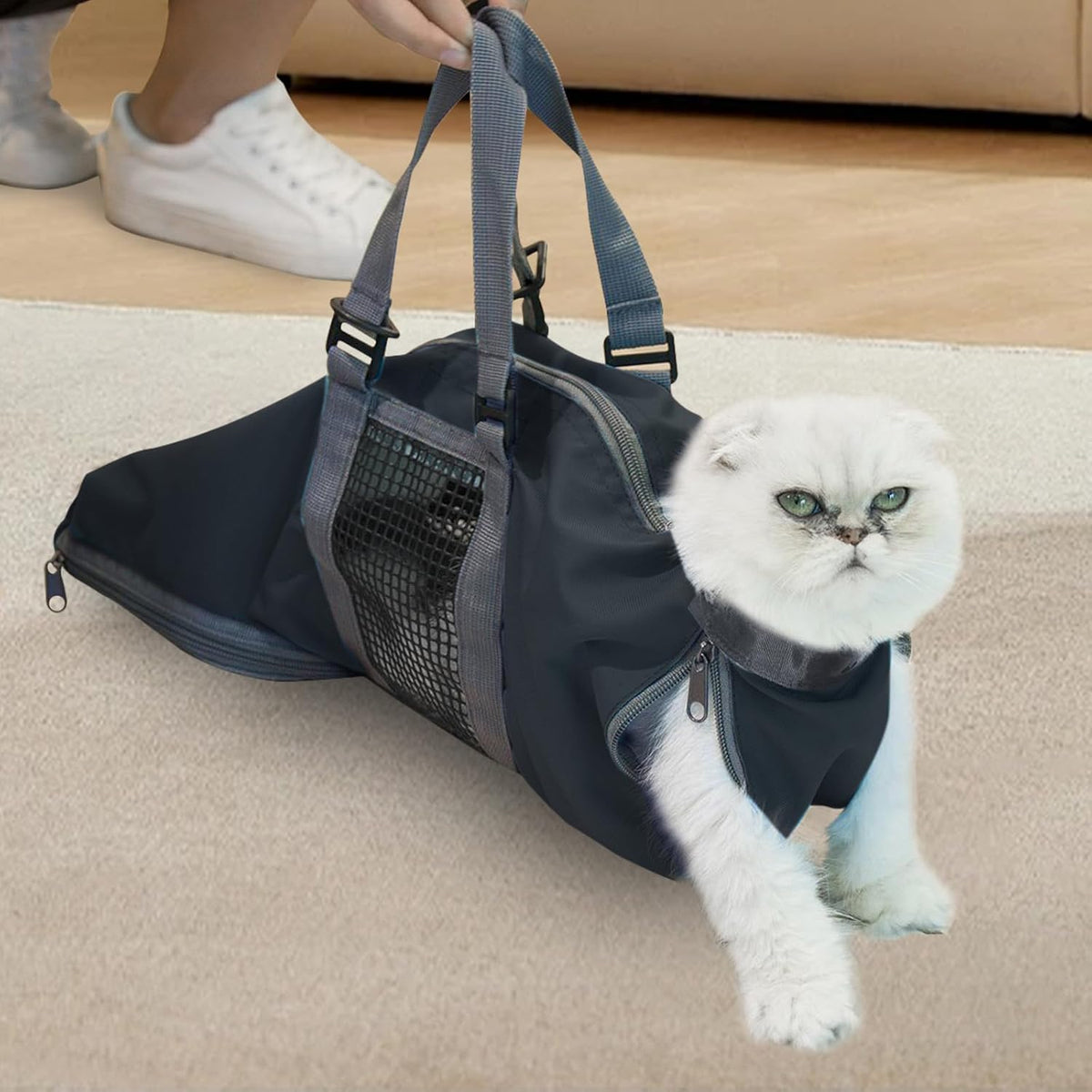 Cinf Cat Restraint Grooming Bag - L (12-18lbs) / Black