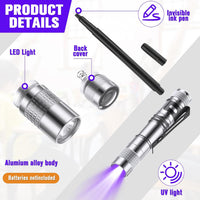 Tegeme 4 invisible ink pens with 4 mini UV marker flashlights in black - view 13
