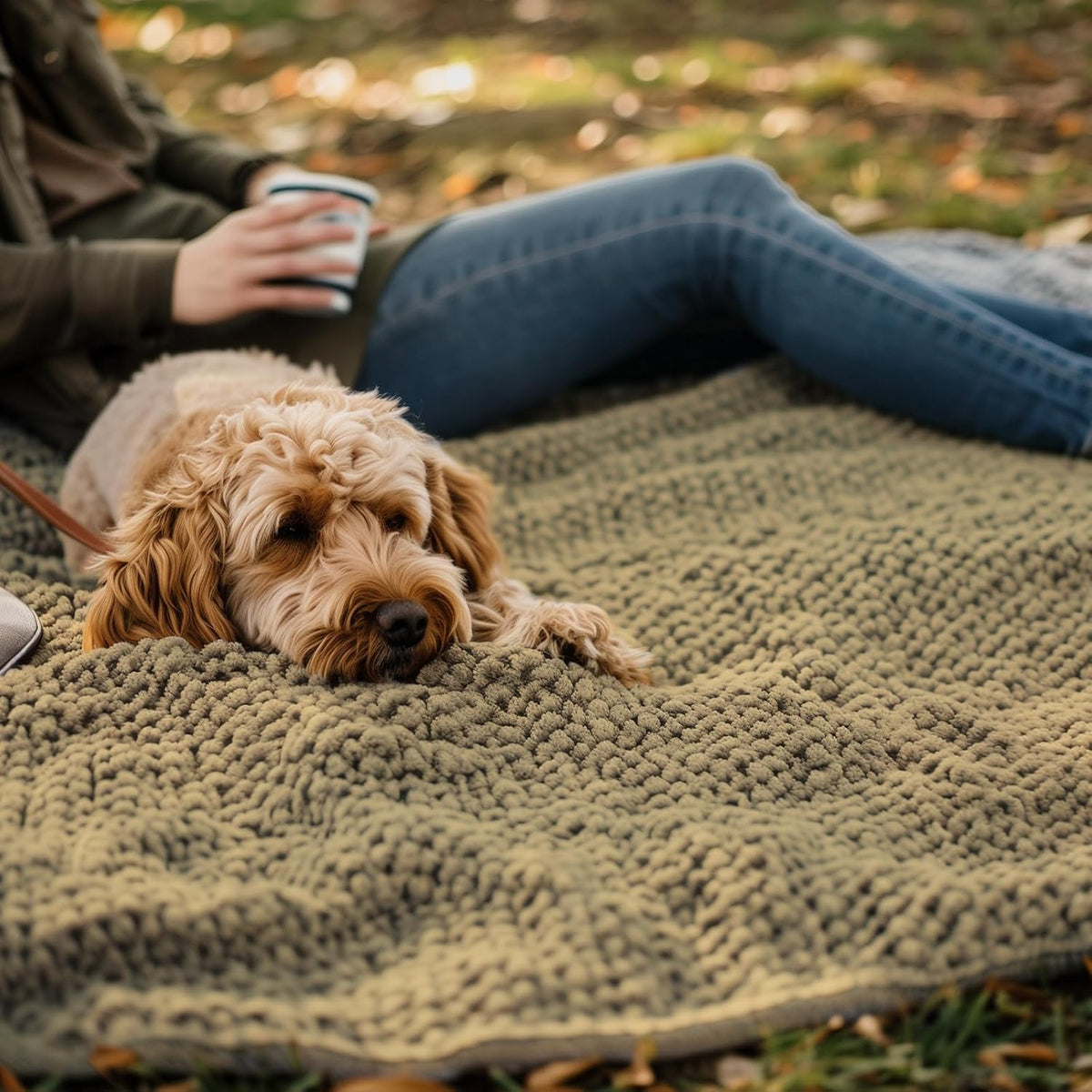 Muddy Mat Dog Blanket - Chenille Water Absorption Blanket for Bed & Couch Cover for Dogs Washable - Beige / 52" x 72" - image 4