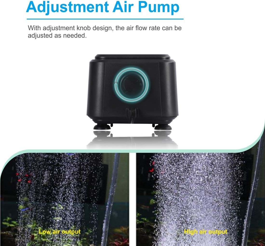 hygger Quiet <30dB Aquarium Air Pump - 5W, Up to 150Gallon - image 4