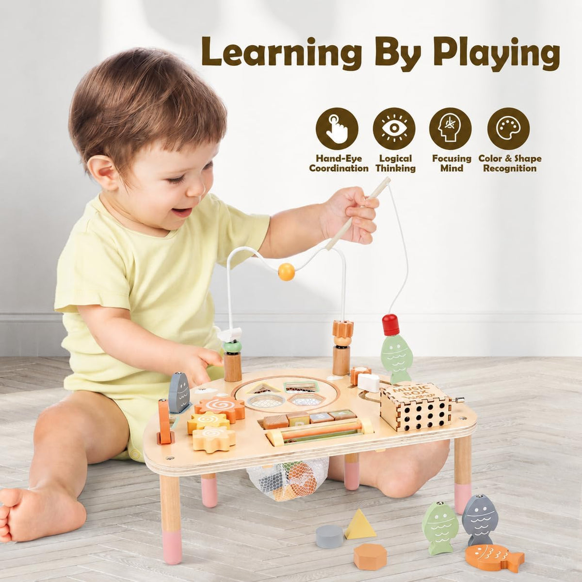 Vanplay 8 in 1 Wooden Activity Table - 8-In-1 Neutral Colors - image 3