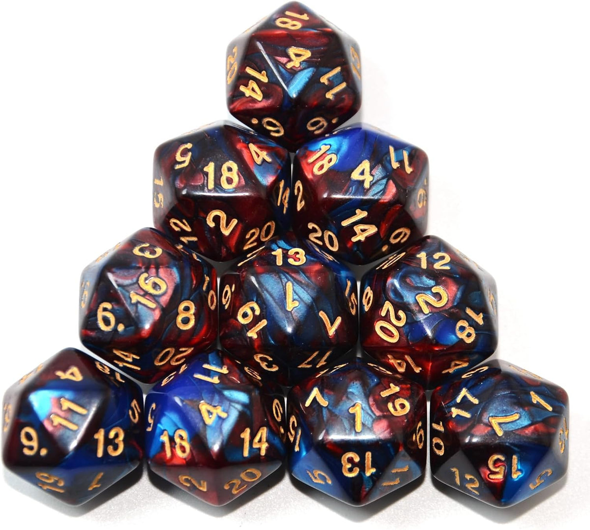 SmartDealsPro 10-Pack 20 Sided Dice D20 Polyhedral Dice for DND RPG - Blue-red - image 2