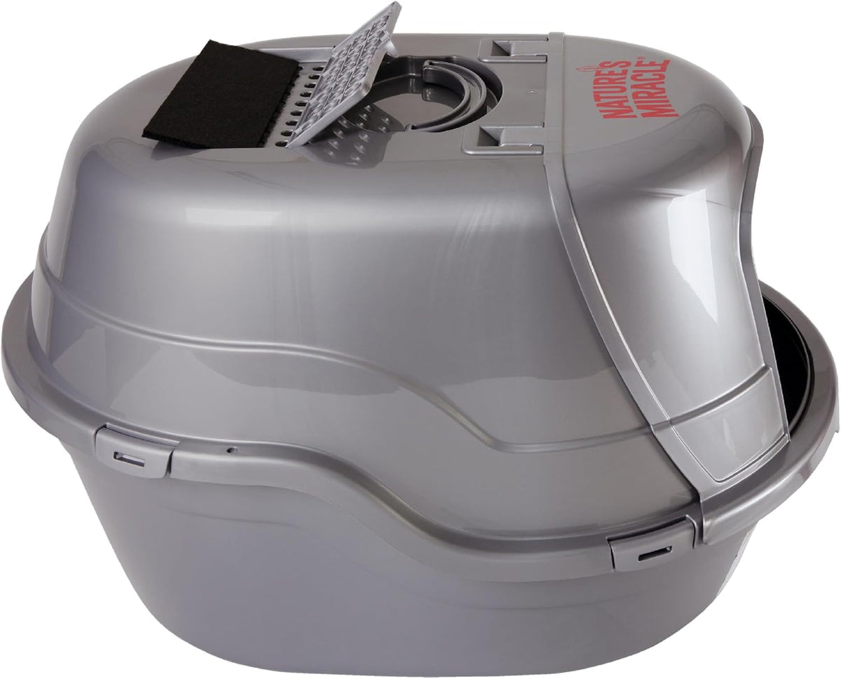 Nature's Miracle Hooded Flip Top Cat Litter Box with Charcoal Filter – Daily Care for Cats - image 2