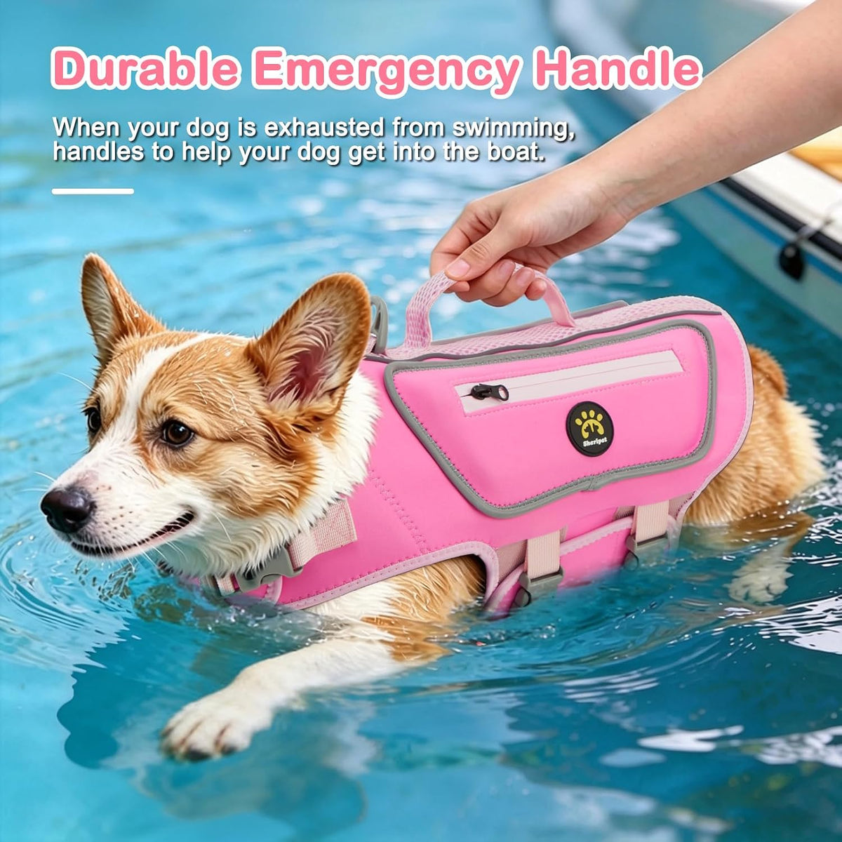 Dog Life Jacket, Good Visibility Pet Swimming Vest for Boating L – Essentials for Dogs - LightPink / Medium - image 2