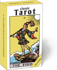 Classic tarot cards for beginners, 78-card black deck with meanings and keywords printed on each car - view 2