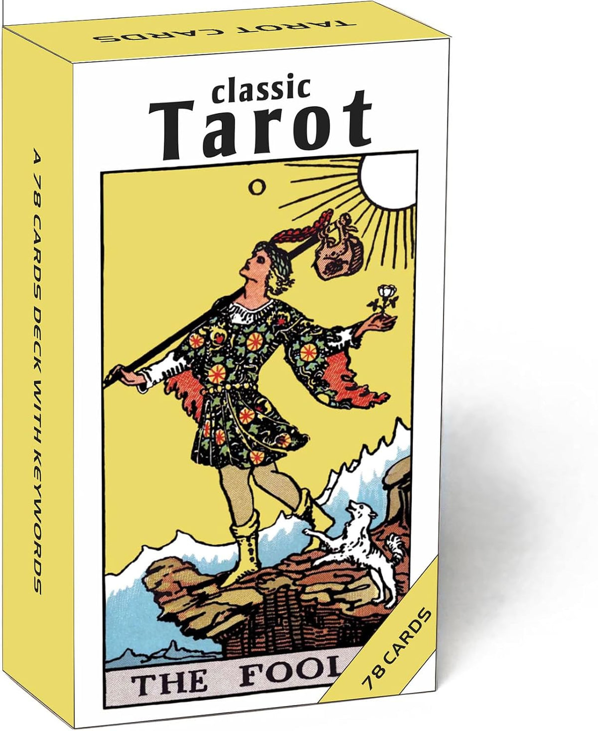 Classic tarot cards for beginners, 78-card black deck with meanings and keywords printed on each car - view 2