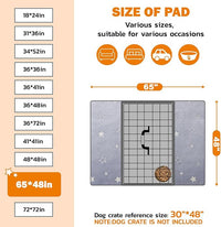 LOOBANI Washable Pee Pads for Dogs, Fast Absorption Reusable Puppy Pads, Waterproof Whelping Mats, Non Slip Training Pet Playpen Mat for Floor, Dog Crate, Grey, 1 Pack 65 x 48 in