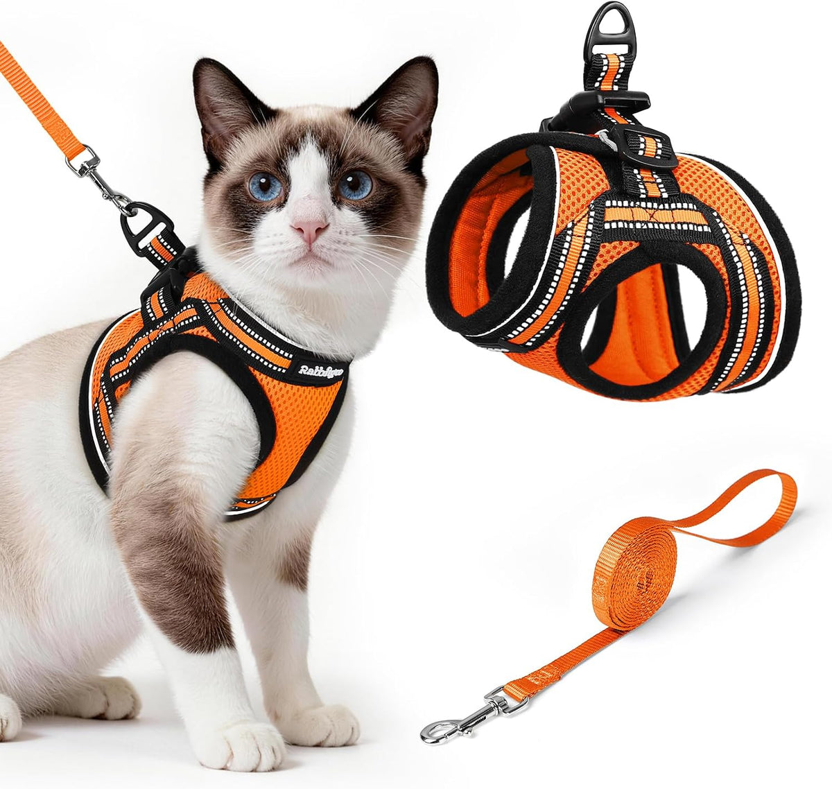 rabbitgoo Cat Harness and Leash Set, Step-in Soft Vest - L / Orange