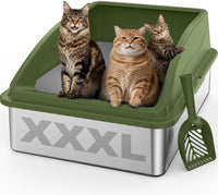 AIPERRO Stainless Steel Litter Box - Olive Green / XXX-Large