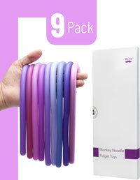 Mr. Pen, Monkey Noodle Fidget Toy, Colorful - Purple Shades / 9 Pack - image 2