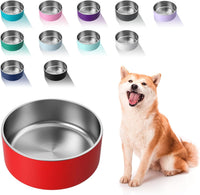 Dog Bowl, Stainless Steel Food and Water Bowl - 64 oz / Red