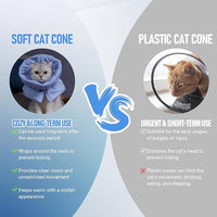 Cat Recovery Collar, Soft Adjustable Cone for Cats and Kittens, Lightweight Waterproof Elizabethan Collar for After-Surgery Care, Prevent Licking and Scratching, Neck Protector for Pets（Light Blue,S）