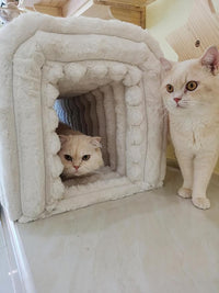 Storage Bench Pet Supplies Corduroy Bench Cat's nest to Hide for The Living Room, Entryway and Bedroom (Beige)