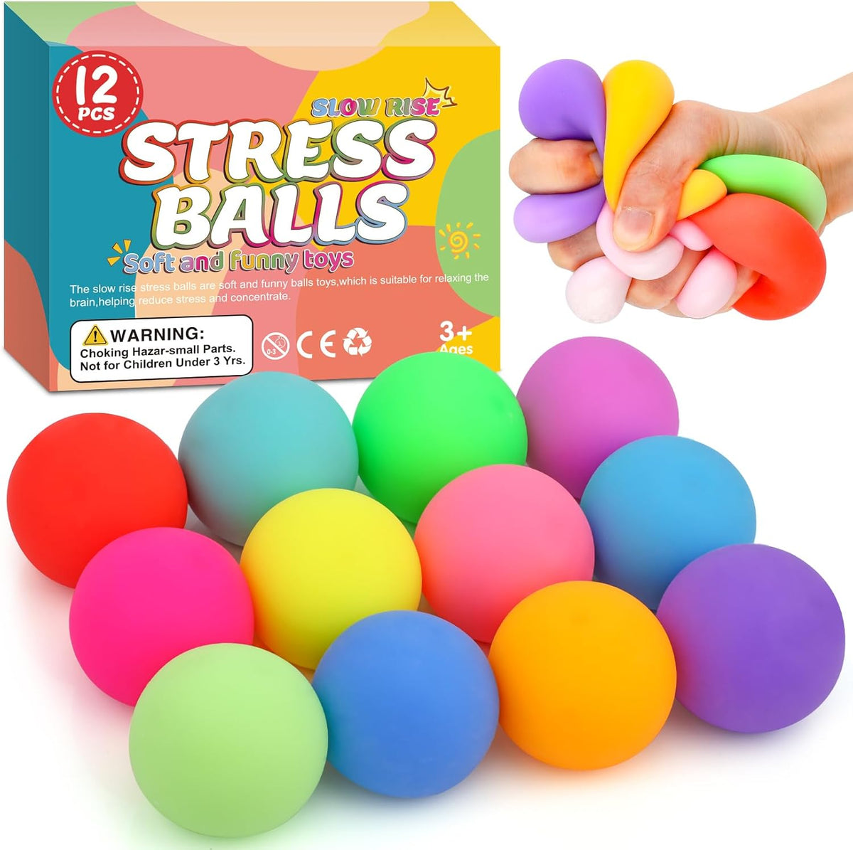 VISCOO 12 Pack Slow Rising Stress Cube - 1.6 in 12 Packs - 12 Colors
