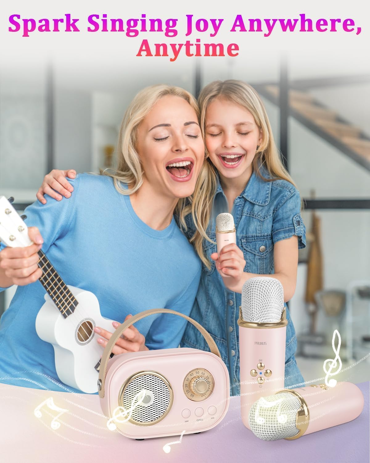 PRUNUS C20 Mini Karaoke Machine - C20-Pink - image 2