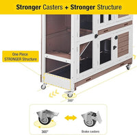 Aivituvin Rabbit Hutch Bunny Cage with Wheels Indoor Outdoor 47" Two Story Guinea Pig Cage with 2 Deep No Leak Tray