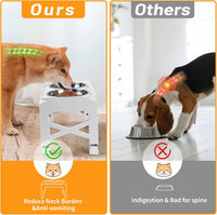 Hubulk Elevated Dog Bowls with 2 Stainless Steel Dog Food & Water - S (6" for Small Dogs) / White - image 3