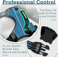 BARKBAY Dog Harness No Pull with ID Tag Pocket - Heavy Duty, Reflective, Easy Control for Large Dogs(Blue/Black,L)