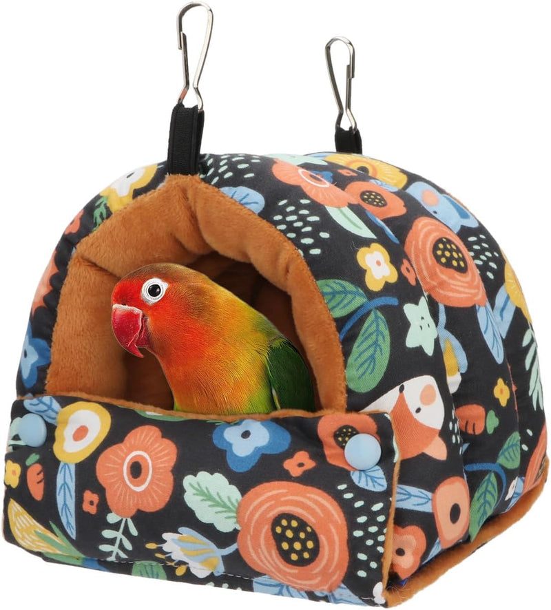 Wontee Bird Nest House Winter Warm Snuggle Hut Bird Bed Hanging - Small / Black