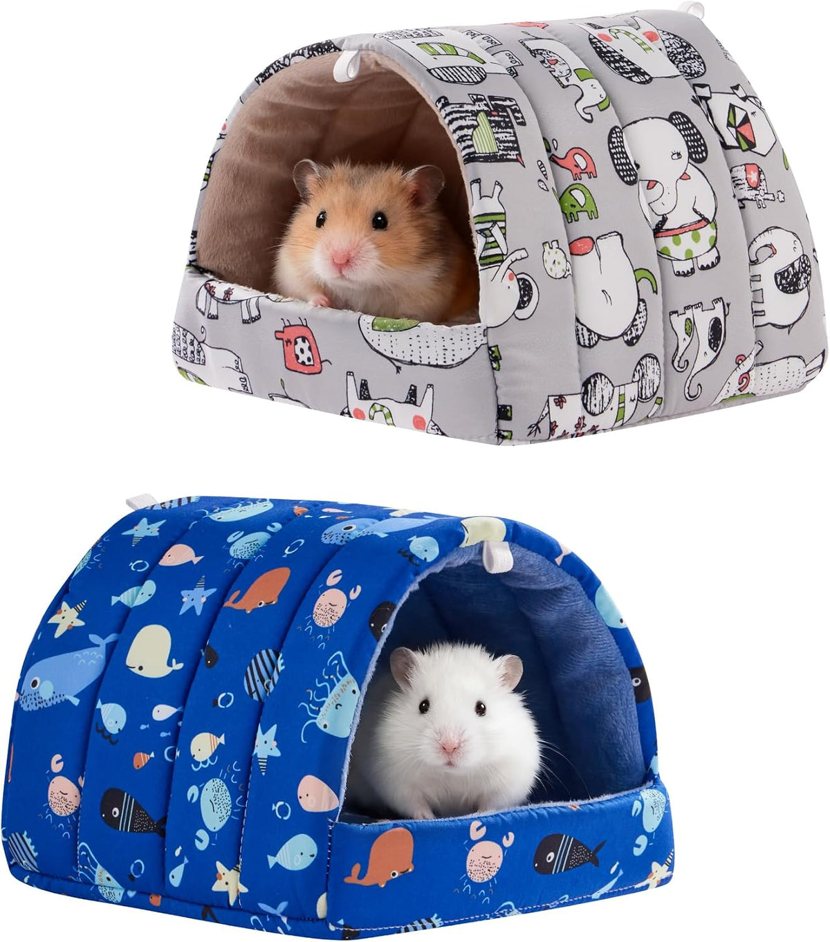 2 Pack Hamster Hideout Bed - Dark Blue+Gray / 6*6in