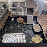 Aivituvin Rabbit Hutch Indoor Bunny Cage Outdoor Bunny House with Wire Floor Leakproof Plastic Tray