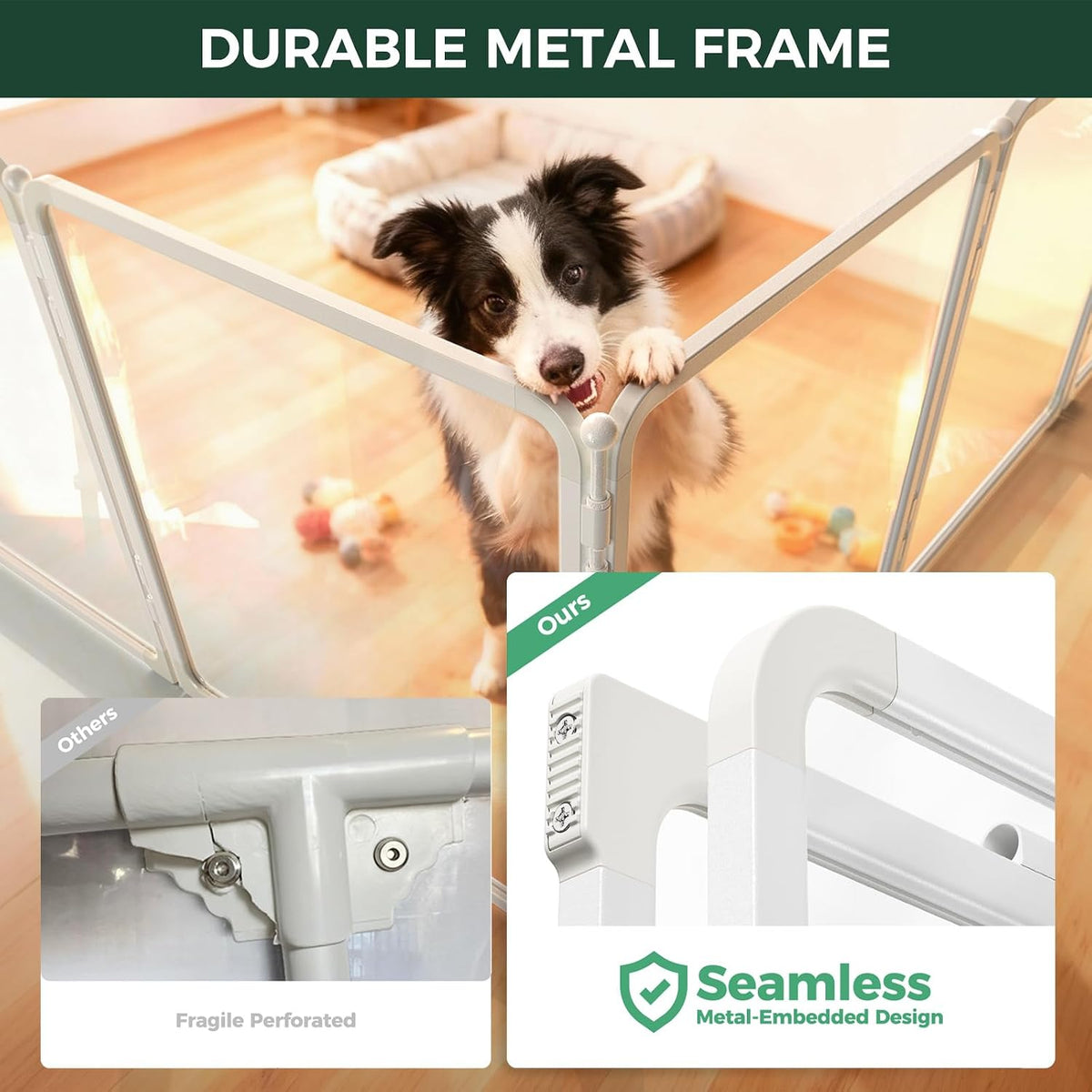 FXW AuraSpace Pro Clear Acrylic Indoor Dog Playpen, 32" H - White / 32"H / 5 Panels + 1 Gate - image 4