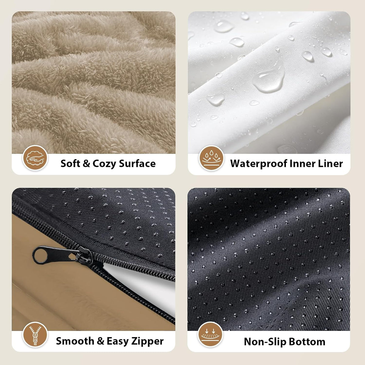 Waterproof Orthopedic Dog Bed for Large and Extra Large Dogs – Essentials for Dogs - Light brown / 42"L x 30"W x 7.5"Th - image 4