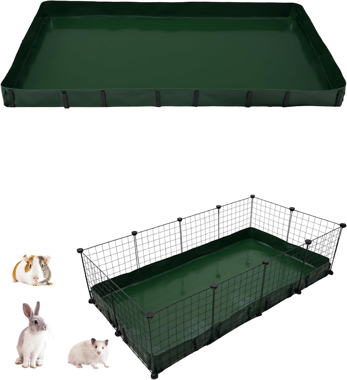 Guinea Pig Litter Box, Hay Holder, Cage Liner - 28"x56" / Green