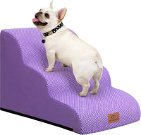 Zerbuger Dog Ramp and Stairs for Bed, Coffee 3 Steps 16" H - Purple / 3