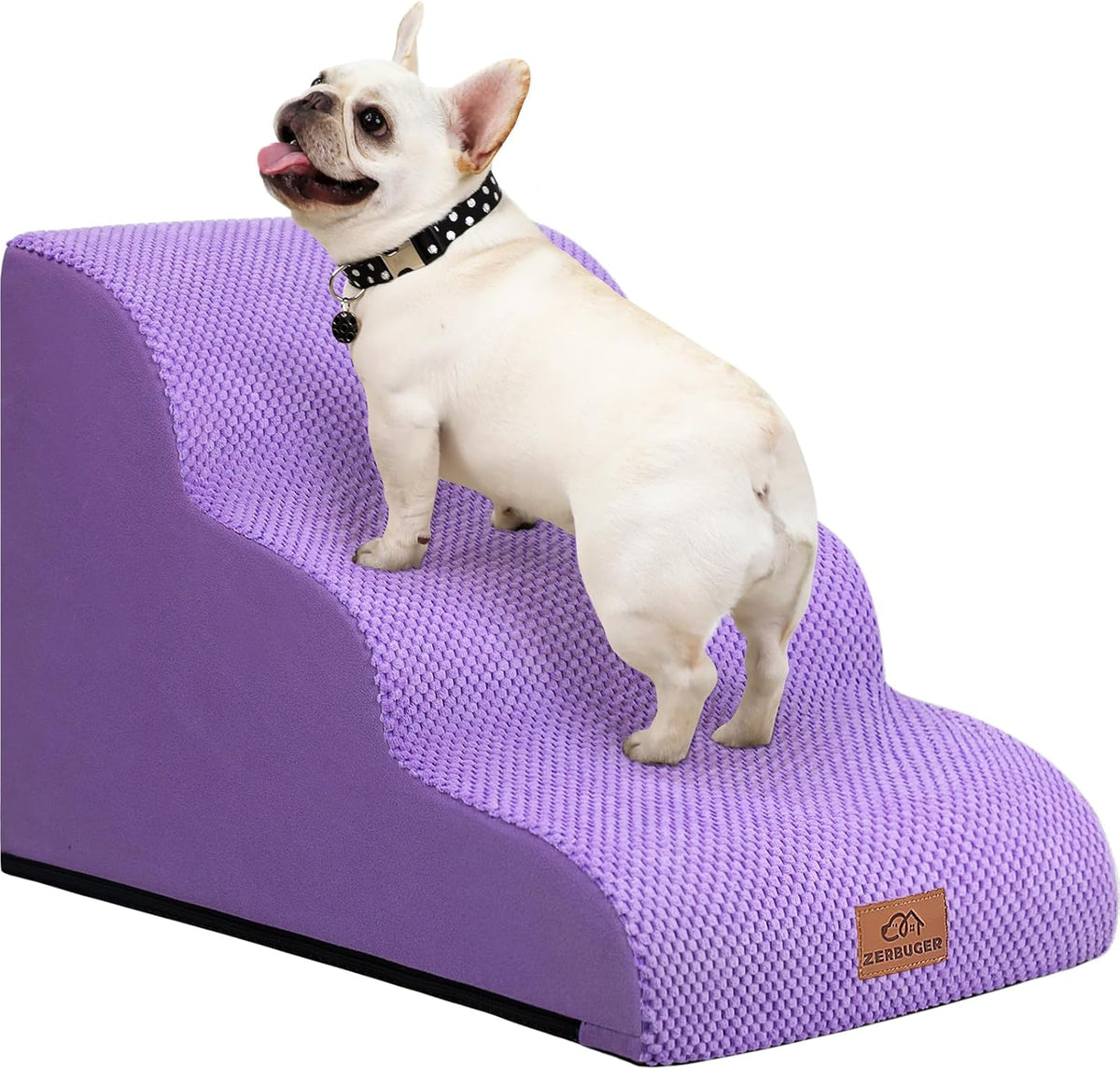 Zerbuger Dog Ramp and Stairs for Bed, Coffee 3 Steps 16" H - Purple / 3