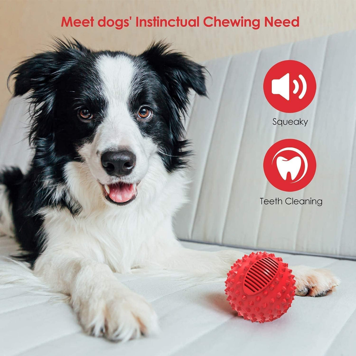 3" Squeaky Dog Balls for Aggressive Chewers - 3" (Small Dog) / Red - image 2