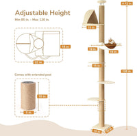 FUKUMARU Floor to Ceiling Cat Tree, 6 Level - Beige - image 2
