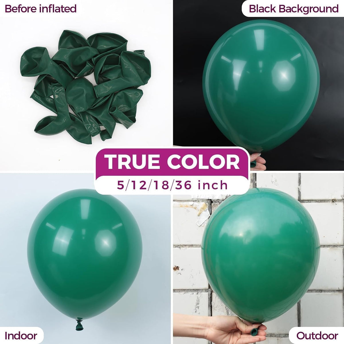 Bezente Assorted Latex Rainbow Balloons 100 Pack 12 inch – Fun for Kids & Family - 11-green-p96 / 18inch (Large) - image 2