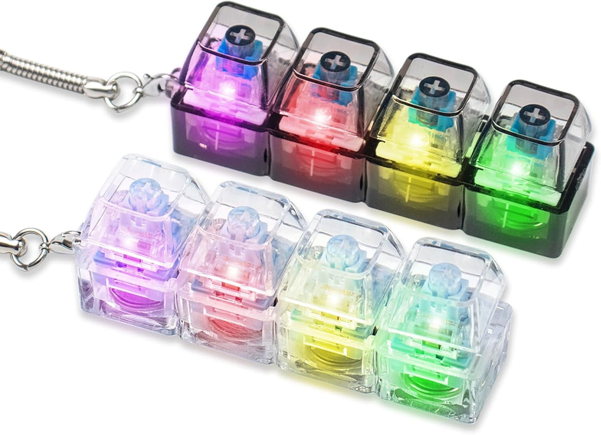 2 Pcs LED Keyboard Fidget Toy for Adults - Sky Blue Creamy+blue Switch