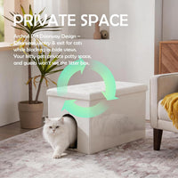 MEEXPAWS cat litter box enclosure furniture with foldable ottoman and waterproof interior - view 3