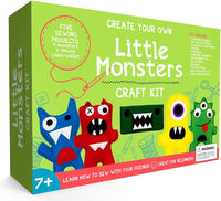 Little Monsters beginners sewing kit with felt monster shapes, embroidery floss and supplies