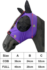 Horse Mesh Fly Mask with Ears, Soft Lycra Mesh Mask Anti-UV with Ears Violet, Full
