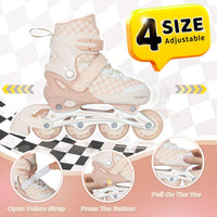 Nattork adjustable inline skates for kids with light-up wheels and checkerboard upper - view 16