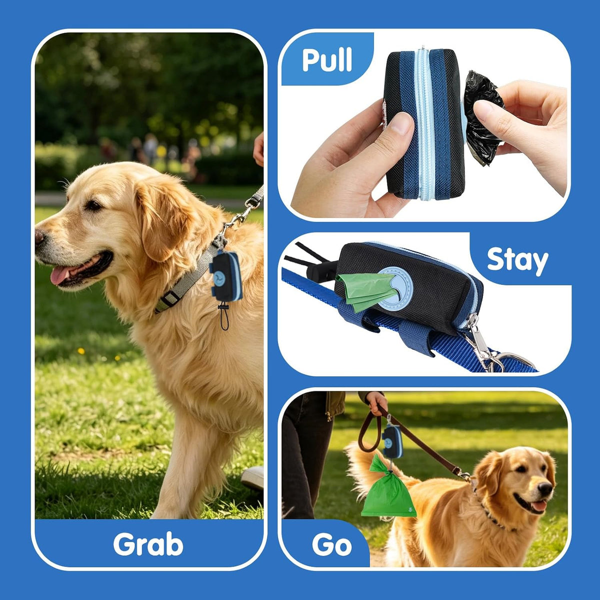 Dog Poop Bag Holder for Leash, Large-Capacity Canvas Pouch - Black - image 2