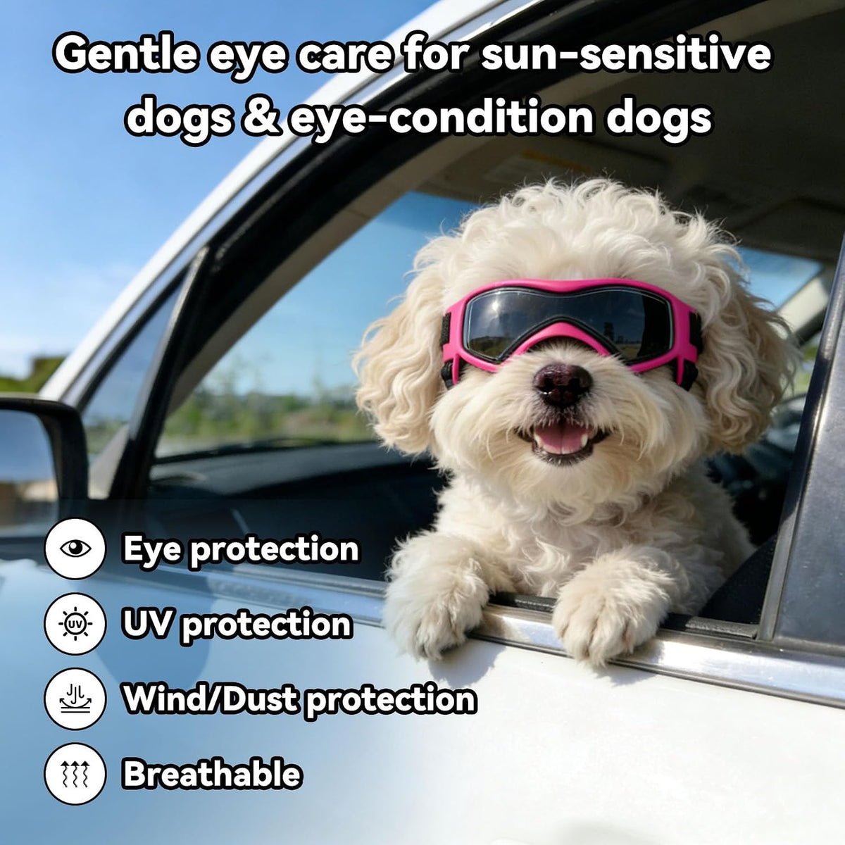 Dog Sunglasses for Extra Small Breed UV Protection Windproof XS Dog - Medium / Pink - image 3
