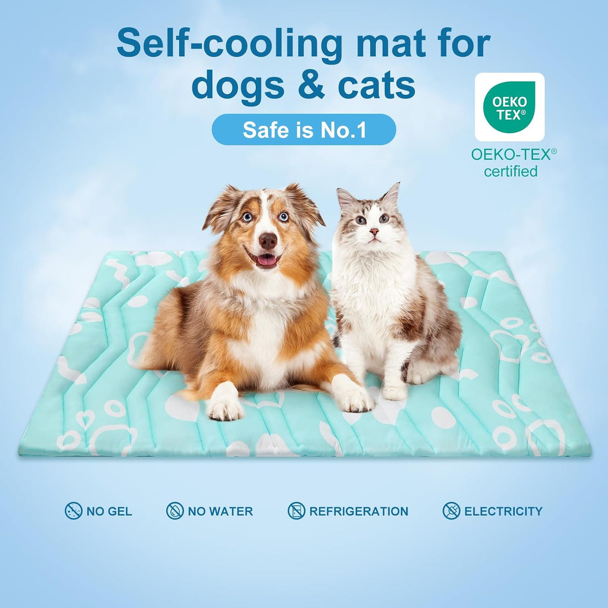 BEAUTYZOO Cooling Mat for Large Dogs, Self-Cooling - Aqua Blue / 36.0"L x 23.0"W x 1.0"Th(M) - image 3